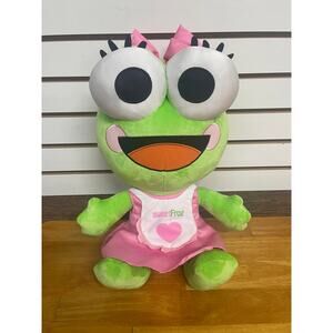 Sweet Frog Yogurt Mascot Girl Plush Pink Dress Hair bow 13" large